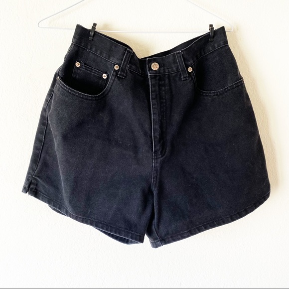Pants - Vintage High-waisted Black Denim Shorts